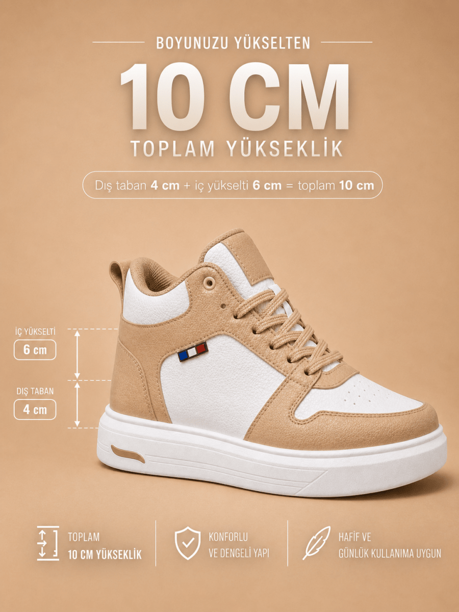 VANTEXO Prime Lift X10 Bej +10 CM Gizli Yükselti Premium Sneaker - Vantexo