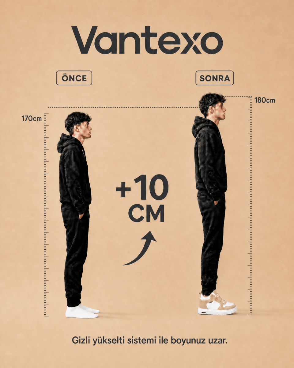 VANTEXO Prime Lift X10 Bej +10 CM Gizli Yükselti Premium Sneaker - Vantexo