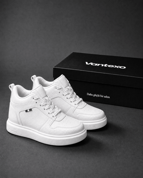 VANTEXO Prime Lift X10 Beyaz +10 CM Gizli Yükselti Premium Sneaker - Vantexo