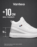 VANTEXO Prime Lift X10 Beyaz +10 CM Gizli Yükselti Premium Sneaker - Vantexo