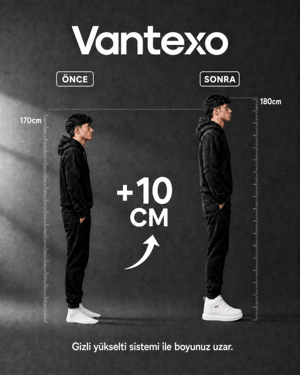 VANTEXO Prime Lift X10 Beyaz +10 CM Gizli Yükselti Premium Sneaker - Vantexo