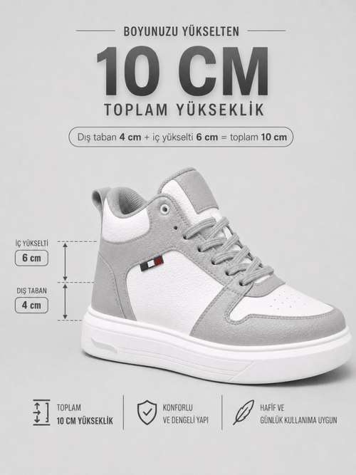 VANTEXO Prime Lift X10 Gri+10 CM Gizli Yükselti Premium Sneaker - Vantexo
