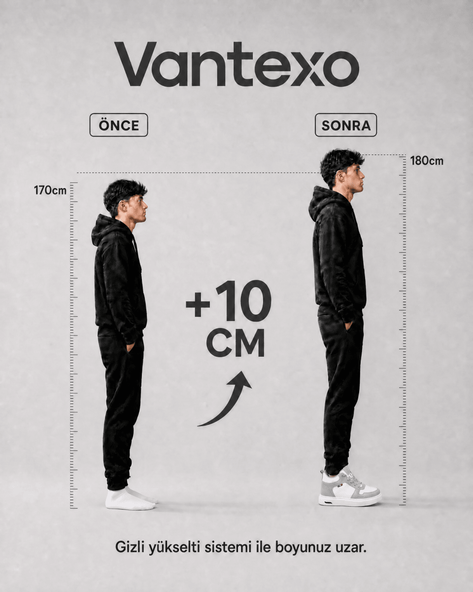 VANTEXO Prime Lift X10 Gri+10 CM Gizli Yükselti Premium Sneaker - Vantexo