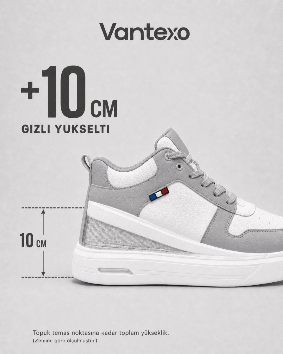 VANTEXO Prime Lift X10 Gri+10 CM Gizli Yükselti Premium Sneaker - Vantexo