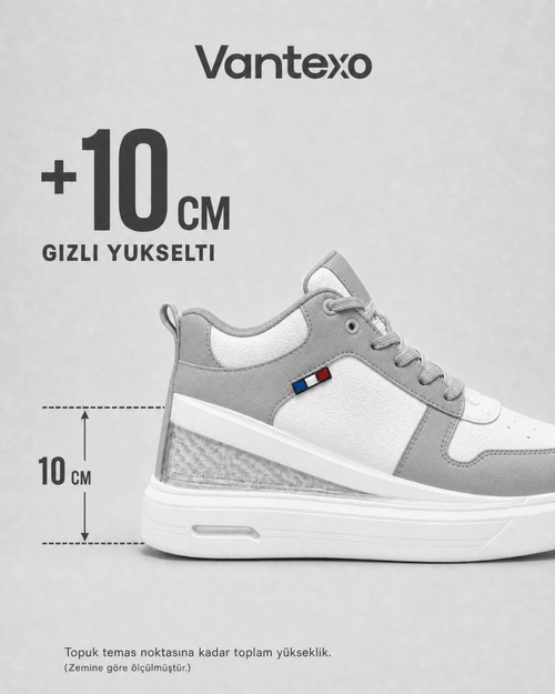 VANTEXO Prime Lift X10 Gri+10 CM Gizli Yükselti Premium Sneaker - Vantexo