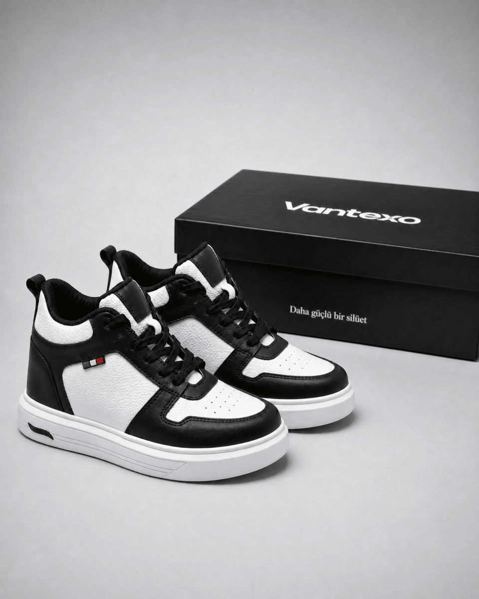 VANTEXO Prime Lift X10 Siyah Beyaz +10 CM Gizli Yükselti Premium Sneaker - Vantexo
