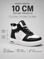 VANTEXO Prime Lift X10 Siyah Beyaz +10 CM Gizli Yükselti Premium Sneaker - Vantexo