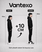 VANTEXO Prime Lift X10 Siyah Beyaz +10 CM Gizli Yükselti Premium Sneaker - Vantexo